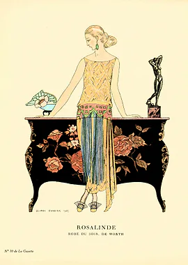 Robe du soir Barbier 1922 &mdash; Art Deco metal poster