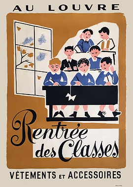 Au Louvre Rentree &mdash; Art Deco metal poster