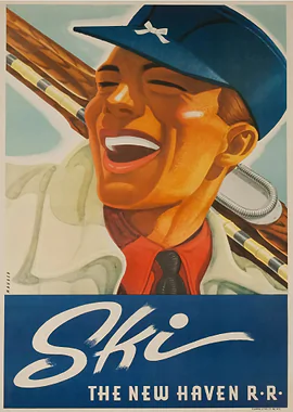 Ski New Haven 1940 &mdash; Art Deco metal poster