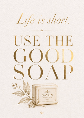 Life is short, use the good soap &mdash; Bathroom Wall Society metal poster