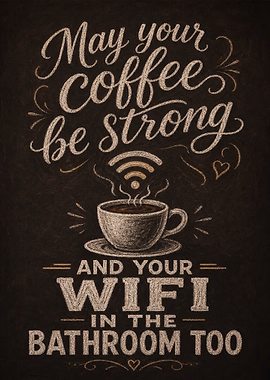 Coffee and WiFi Bathroom Humor &mdash; Bathroom Wall Society metal poster