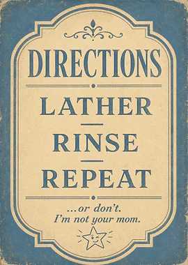 Funny Shower Directions Sign &mdash; Bathroom Wall Society metal poster