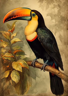 Vintage Toucan &mdash; Birds Art metal poster