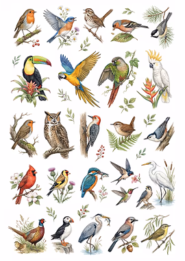 Birds Art metal poster collection