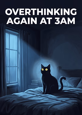 Overthinking Cat at 3 AM &mdash; Cat Lover metal poster