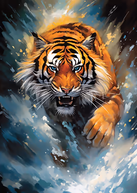 Tiger Splash &mdash; Cat Lover metal poster