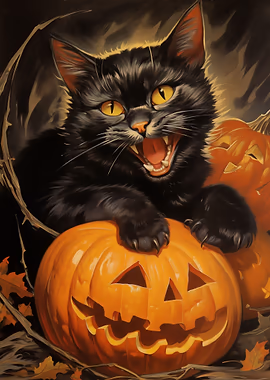 Halloween Cat &mdash; Cat Lover metal poster