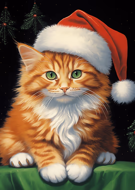 Christmas Ginger Cat &mdash; Cat Lover metal poster