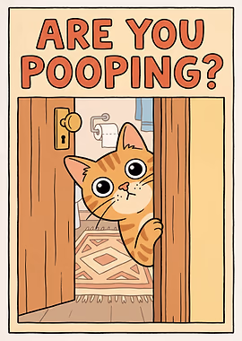 Cat Peeking into Bathroom &mdash; Cat Lover metal poster