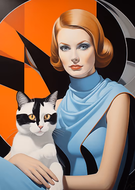 Woman and Cat &mdash; Cat Lover metal poster