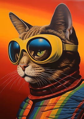 Retrofuturism Cat &mdash; Cat Lover metal poster
