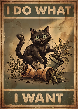Black Cat 'I Do What I Want' Poster &mdash; Cat Lover metal poster