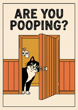 Cat Peeking into Bathroom &mdash; Cat Lover metal poster