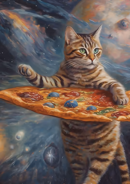 Cat Pizza Space &mdash; Cat Lover metal poster