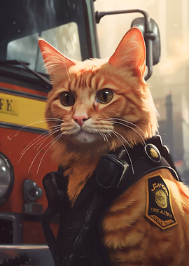Firefighter Cat &mdash; Cat Lover metal poster