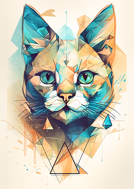 Geometric Cat &mdash; Cat Lover metal poster