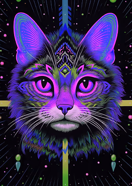 Purple Fantasy Cat &mdash; Cat Lover metal poster