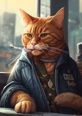 Smoking Ginger Cat &mdash; Cat Lover metal poster