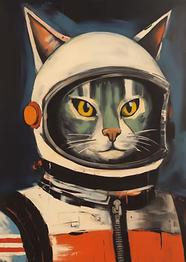 Space Cat Painting &mdash; Cat Lover metal poster