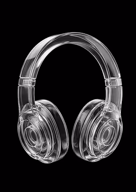 Transparent Headphones on Black Background &mdash; Clear Matter metal poster