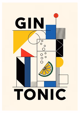 Gin Tonic Abstract Geometric Art &mdash; Cocktails And Dreams metal poster
