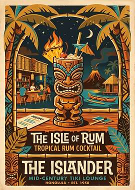 The Islander Tiki Lounge Poster &mdash; Cocktails And Dreams metal poster
