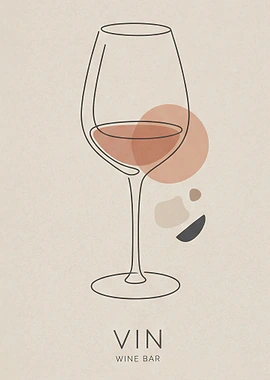 Minimalist Wine Glass Art &mdash; Cocktails And Dreams metal poster