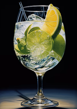Gin Tonic Cocktail &mdash; Cocktails And Dreams metal poster