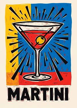 Martini Cocktail Pop Art Print &mdash; Cocktails And Dreams metal poster