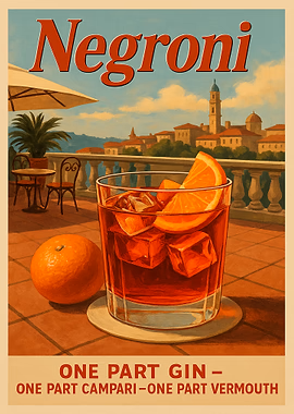 Negroni Cocktail Poster &mdash; Cocktails And Dreams metal poster