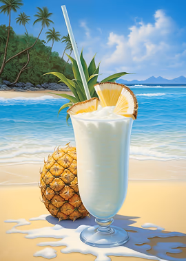 Pina Colada Cocktail &mdash; Cocktails And Dreams metal poster