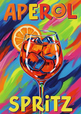 Aperol Spritz Colorful Painting &mdash; Cocktails And Dreams metal poster