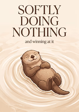 Otter relaxing and doing nothing &mdash; Existential Animals metal poster