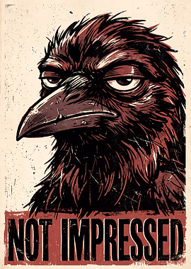 Unimpressed Crow - Not Impressed Not Even a Little &mdash; Existential Animals metal poster