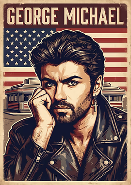 George Michael American Flag Poster &mdash; Famous metal poster