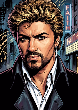 George Michael Comic Art &mdash; Famous metal poster