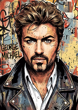 George Michael Graffiti Portrait &mdash; Famous metal poster