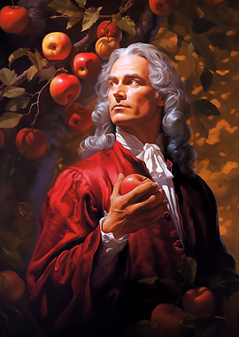Isaac Newton Apple Painting &mdash; Famous metal poster