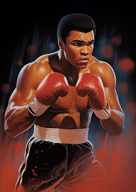 Muhammad Ali Boxing Portrait &mdash; Famous metal poster
