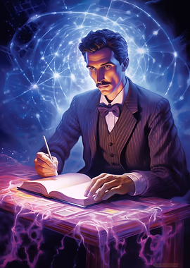 Nikola Tesla Illustration &mdash; Famous metal poster