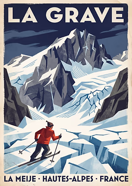 La Grave Ski Poster &mdash; Golden Age Of Skiing metal poster