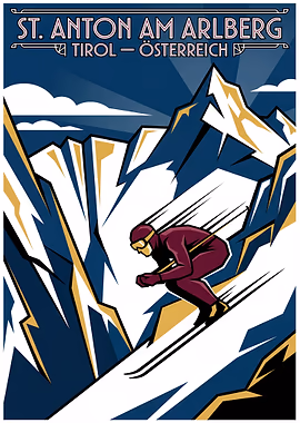 St. Anton am Arlberg Ski Poster &mdash; Golden Age Of Skiing metal poster