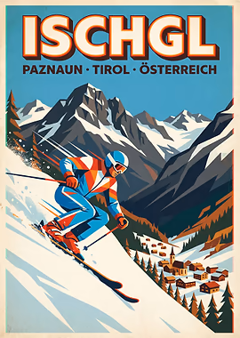 Ischgl Skiing Vintage Poster &mdash; Golden Age Of Skiing metal poster