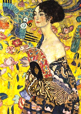 Klimt Dame mit Facher &mdash; Gustav Klimt metal poster