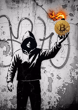 Bitcoin Bomb Graffiti Art &mdash; Hodl My Wall metal poster