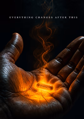 Exit the Matrix (Bitcoin Orange Pill) &mdash; Hodl My Wall metal poster