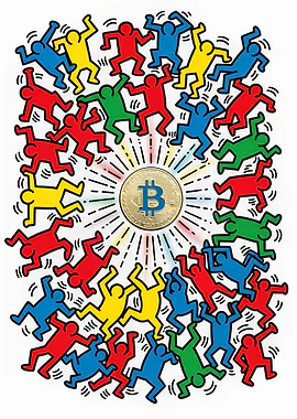 Bitcoin Haring Style Art &mdash; Hodl My Wall metal poster