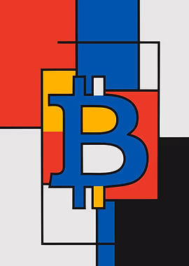 Bitcoin Mondrian Style &mdash; Hodl My Wall metal poster