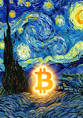 Bitcoin Starry Night &mdash; Hodl My Wall metal poster