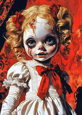 Bloody Doll Portrait &mdash; Horror Creepy metal poster